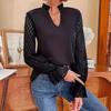 HX8016 Women's V-neck Lace Ruffle Top - 2024 European & American Style