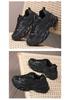Women's Black Non-Slip Height-Increasing Sports Shoes - Fashionable, Comfortable, Versatile, Thick Sole for Spring/Autumn