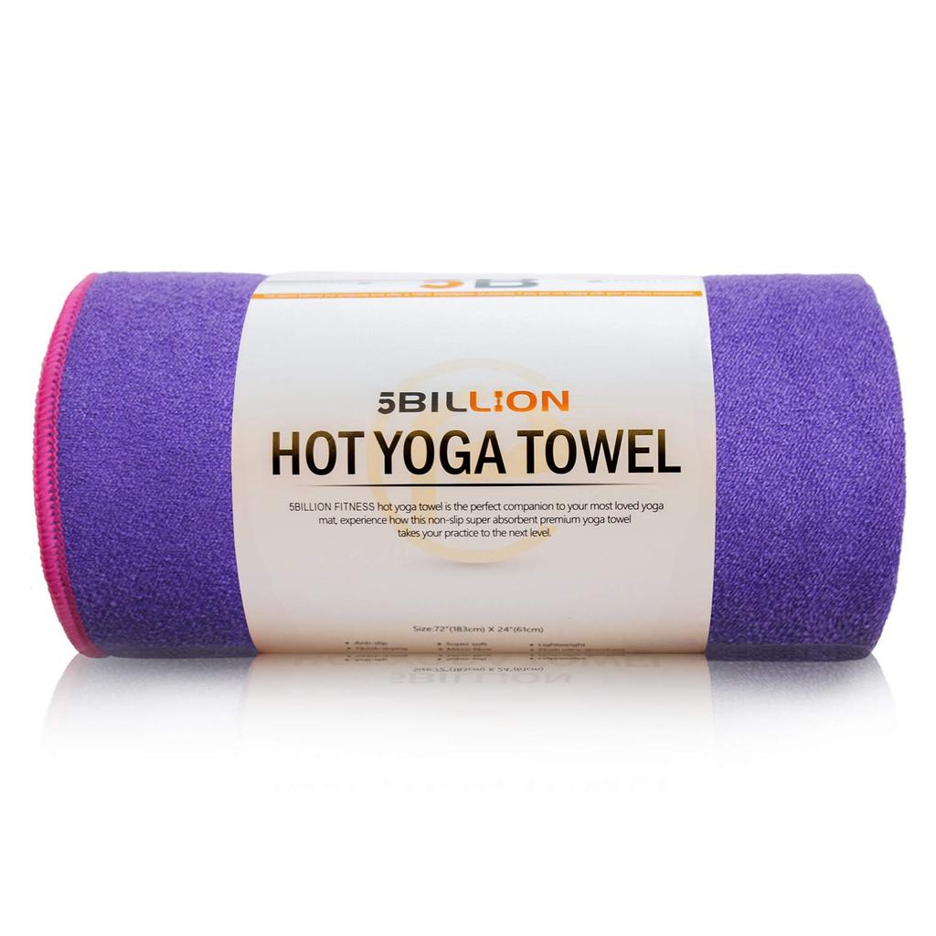 5BILLION Yoga Towel Fiber Hot Yoga Super Quick Drying Free Carry Bag Anti-Slip Ultra-Fine - 18361cm Towel, Absorbent, Washable, - (PURPLE)