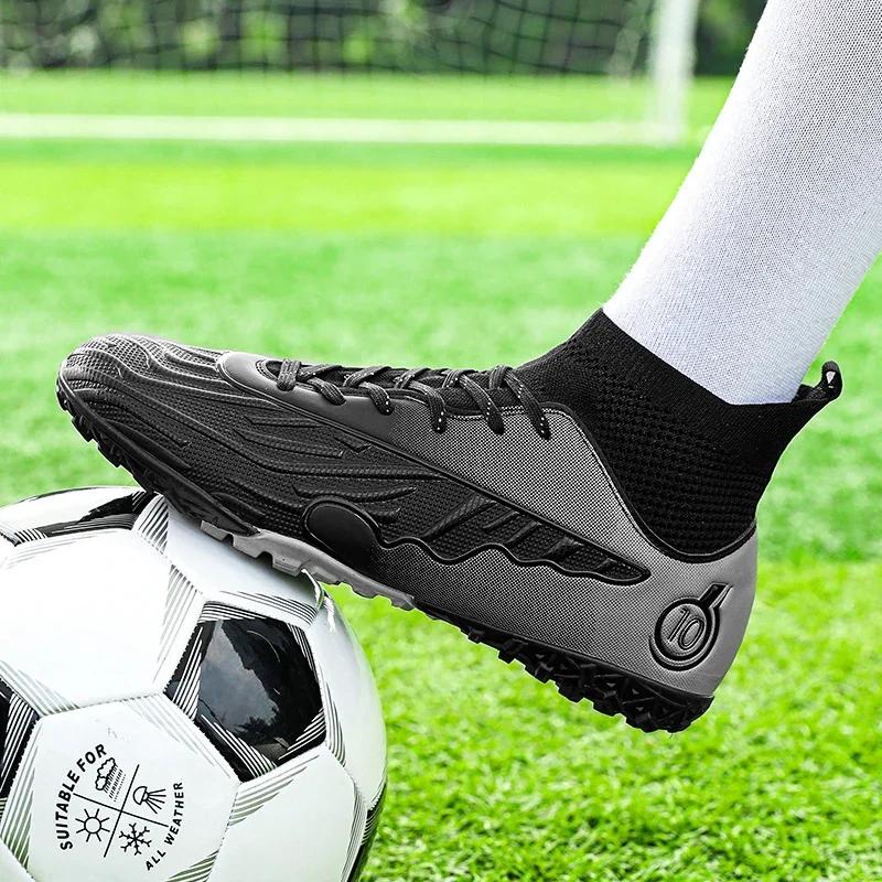 Professional Unisex Soccer Shoes Spikes Long Spikes Ankle Soccer Boots Outdoor Turf Soccer Shoes EU Size 33-46 Futsal Shoes
