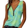 Women's  Fashion Summer New Print V-Neck Zipper Sleeveless Casual Tank Tops
