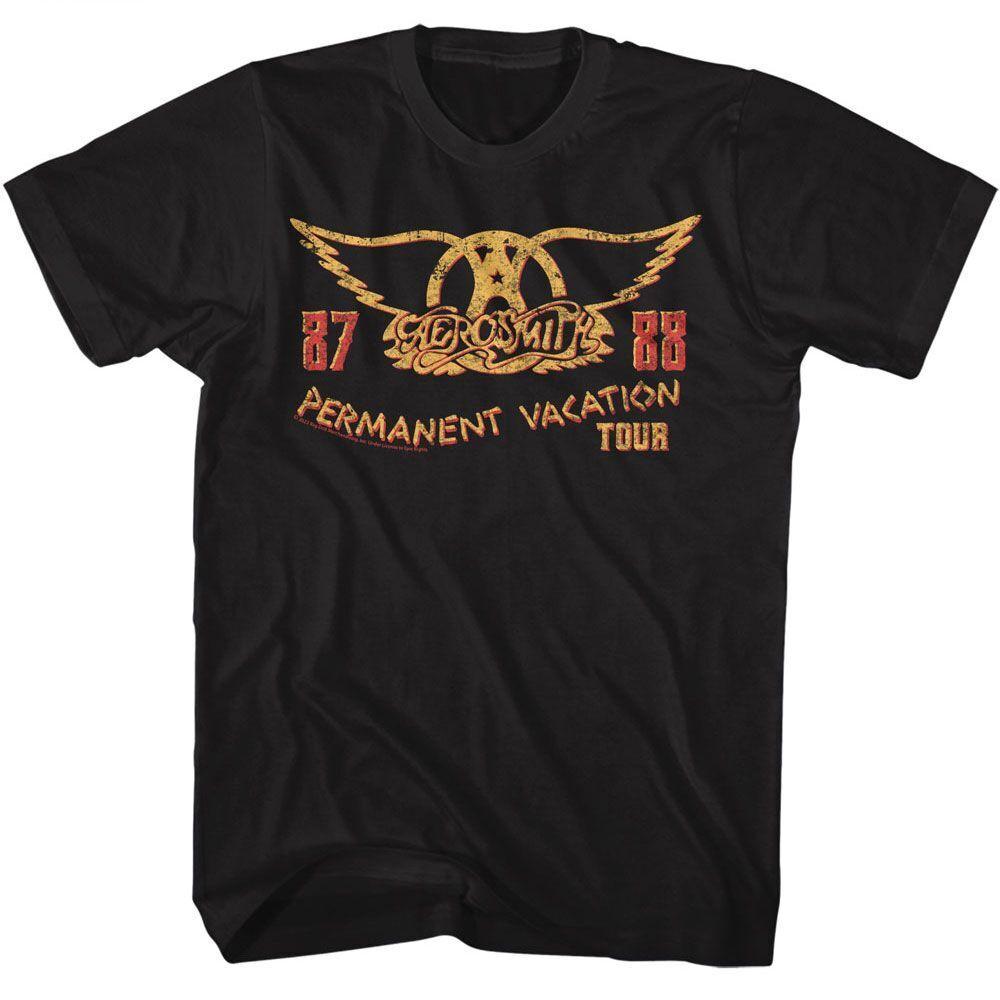 Aerosmith PV Tour 87-88 Black T-Shirt Mens Womens Tees Top 3XL