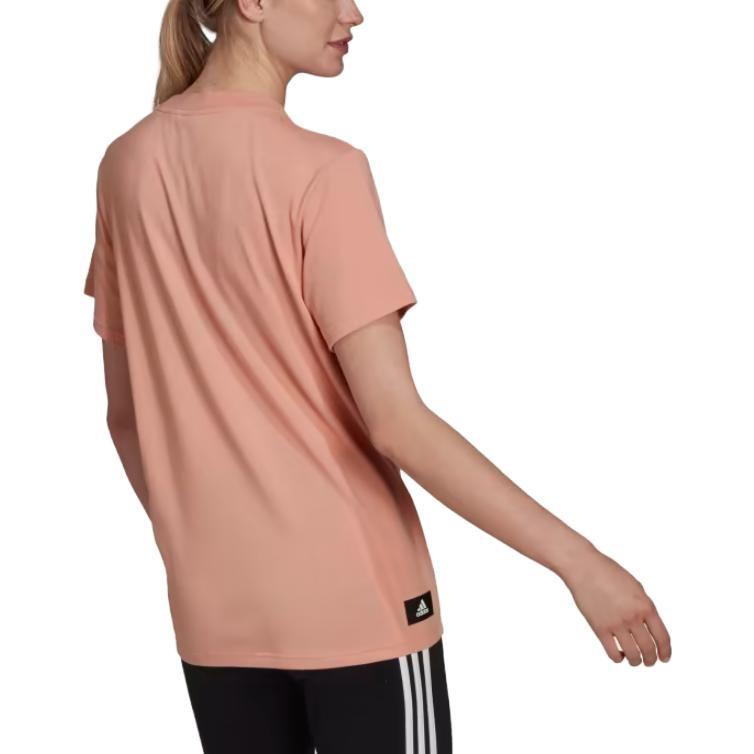 adidas Future Icons T Shirts Women's Pink Crew Neck Moderate Straight Fit H24101