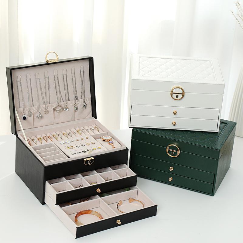 PU Leather Multi-Drawer Jewelry Packaging Case Gift Box Necklace Earring Bracelet Ring Travel Jewellery Organizer