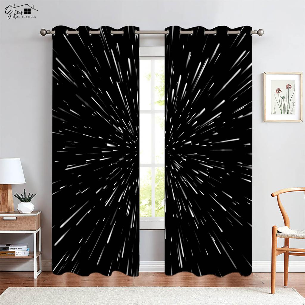 Bedroom Living Room Space Study Atmosphere Draperies for Cartoon Style Planet Starry Sky 3d Print Draperies 100 % Polyester Suitable Perfect ideal