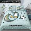 Cartoon Crescent Moon Bedding Set Twin Queen King Size Duvet Cover With Pillowcase Children Bedroom Quilt Cover Set Polyester