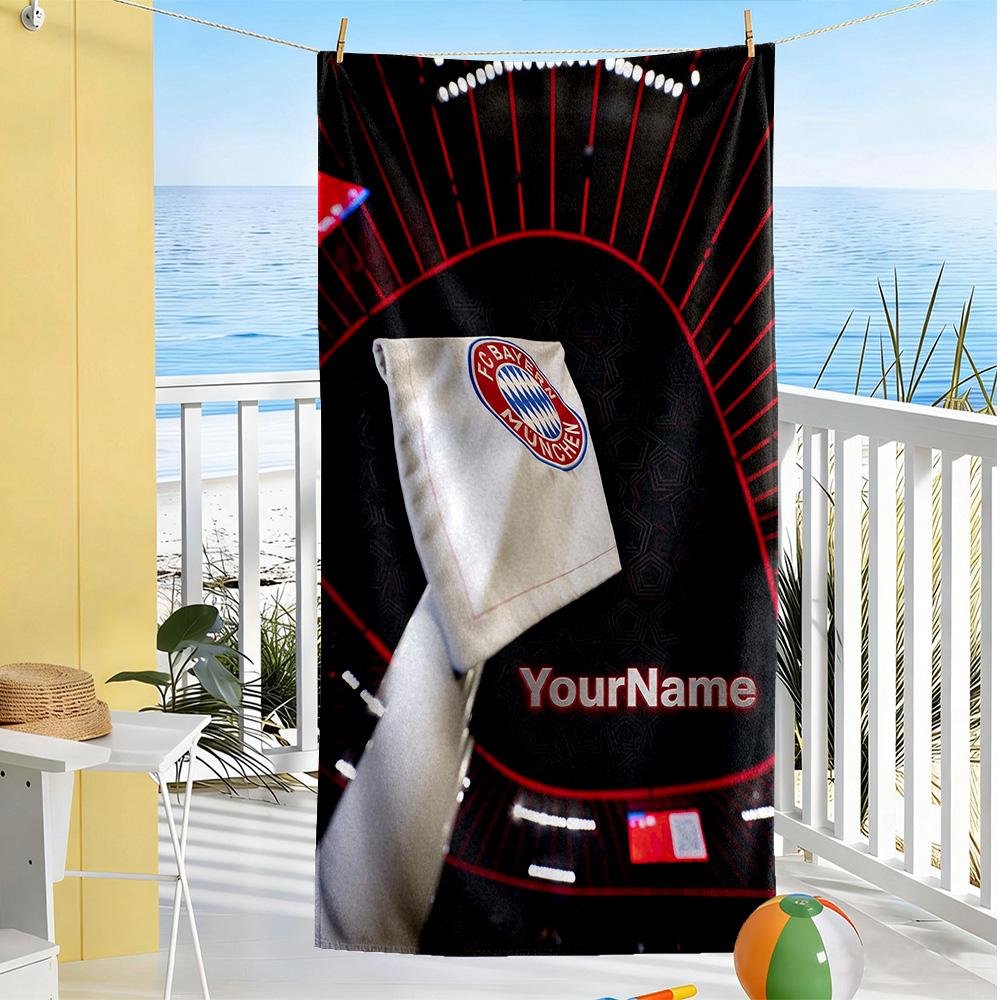 Bayern Munich Personalized Text Beach Towel Super Soft Microfiber Quickdry Fabric