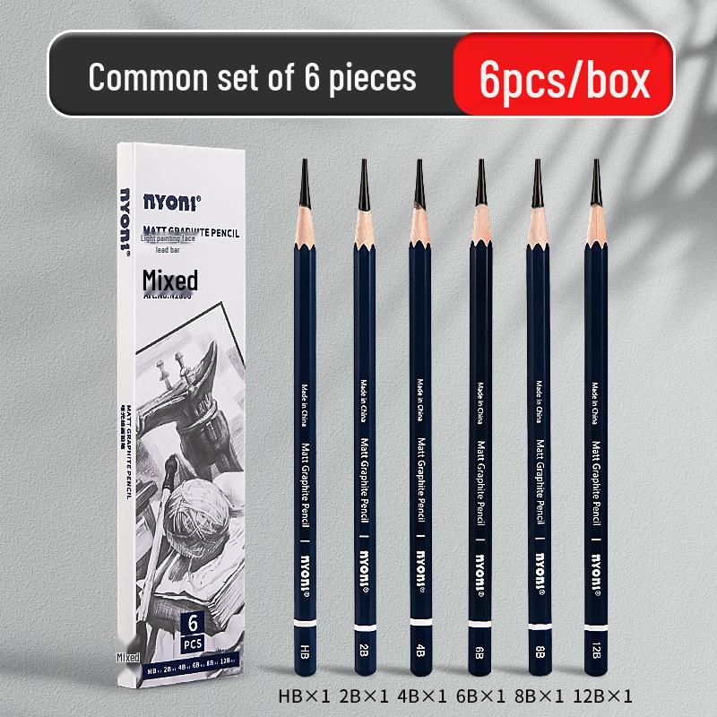 Niou Ni Matte Hexagonal Charcoal Sketch Pencil Set: Soft, Medium, Hard for Art & Drawing Box