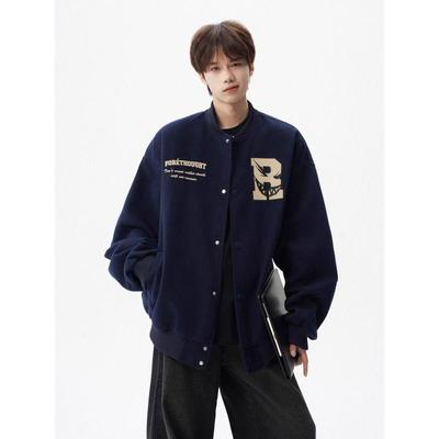 Men's Retro Letter Print Baseball Jacket - Trendy, Casual, Versatile, High Street Style