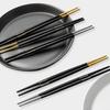 Hive Mind Chopsticks, Set of 5, 21.8cm, Stainless Steel, Non-Slip, Perfect as a Gift or Present (Black/Silver)