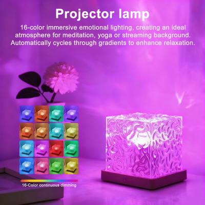 Ocean Wave Projection Lamp 16 Colors Water Ripple Ambient Night Light for Bedroom Kids Room Meditation Yoga Home Decor