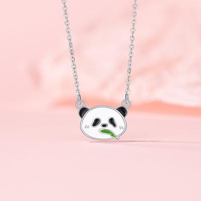 Panda Necklace Cute Sweet Red Panda Stainless Steel Collarbone Chain