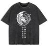 Japanische Koi Harajuku Bedruckte Gewaschene T-Shirts Herren Baumwolle Oversize T-Shirt Sommer Rundhals Kurzarm Oberteile Kleidung