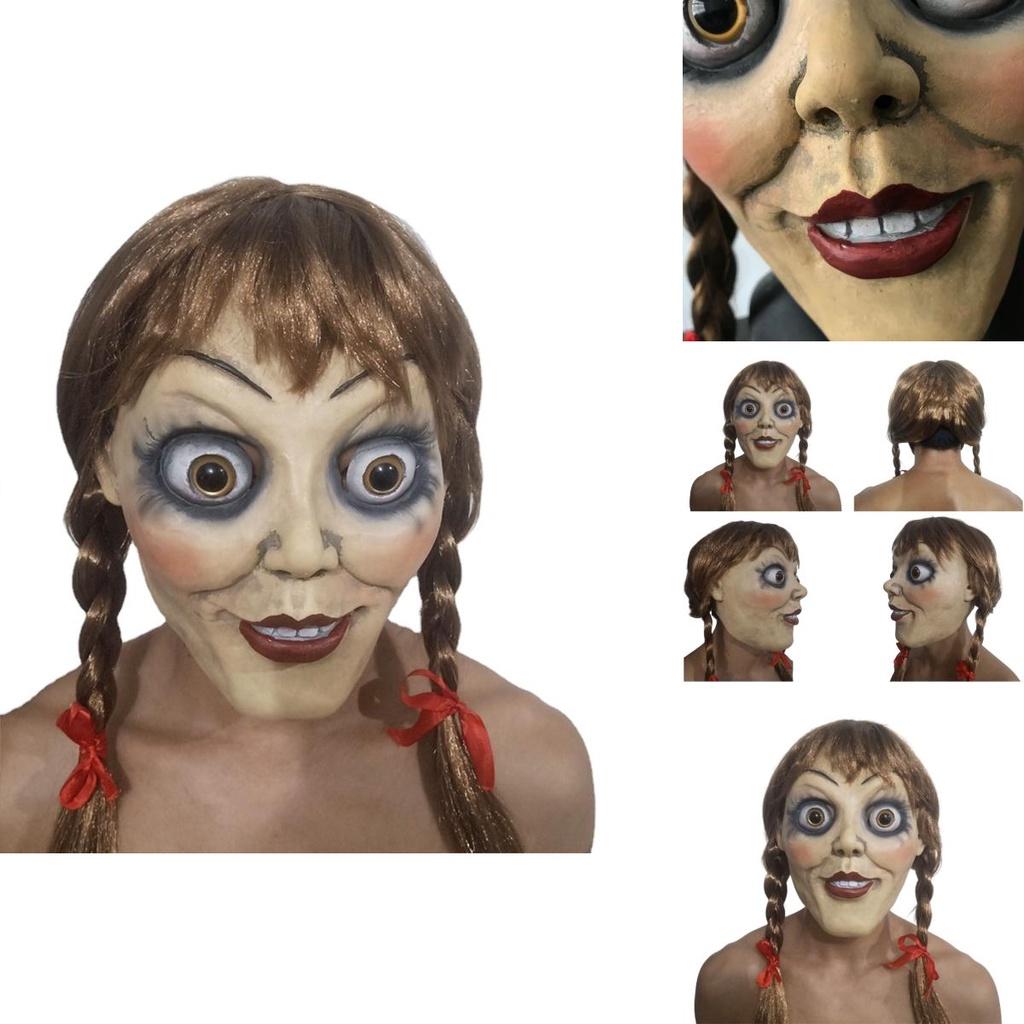 Annabelle Halloween Maske Terror Latex Cosplay Kopfbedeckung Requisiten Gruseliges Kostüm