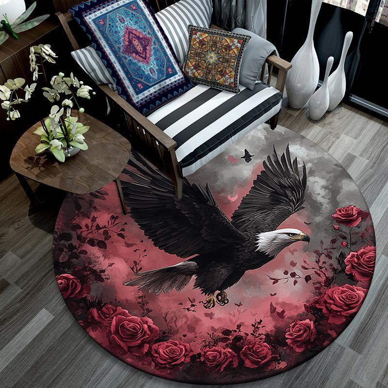 Raven Round Area Rug,Carpet Rug for Living Room Bedroom Sofa Playroom Decor,Non-slip Floor Mat