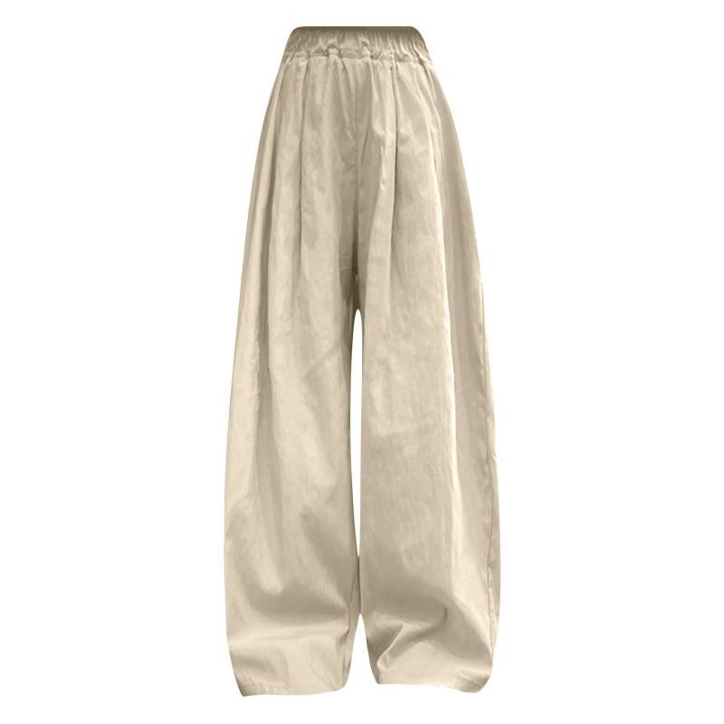 Solid Color Casual Pants Girl Elastic Waist Straight Summer Loose Breathable Wide Leg Pant Children's Summer Trousers