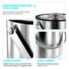 Insulated Ice Bucket with Silicone Lid, Tongs & Strainer, Double Wall Stainless Steel Ice Bucket for Parties and Bar Ice Bucket