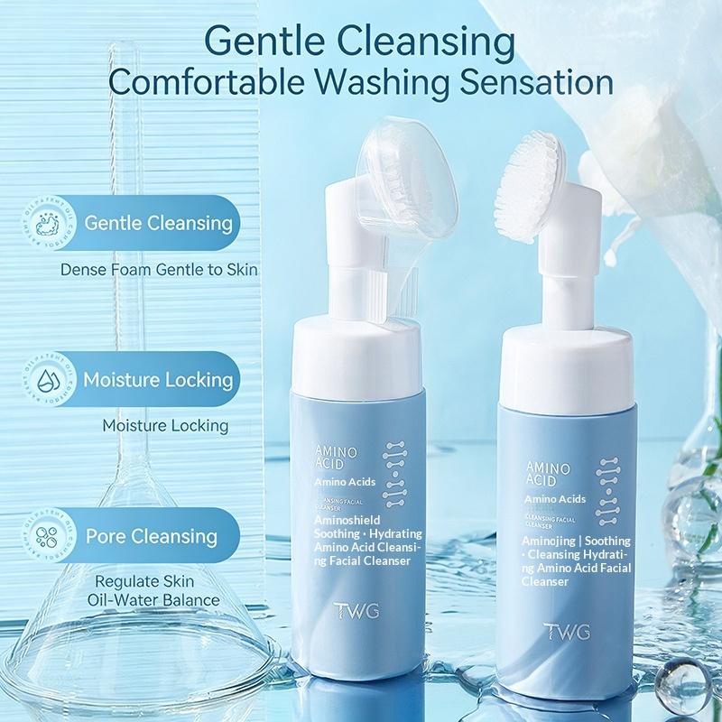 Amino Acid Cleanser Brush Foaming Face Wash Deep Cleaning Exfoliating Moisturizing For Dry Oily Sensitive Skin Routine onesize