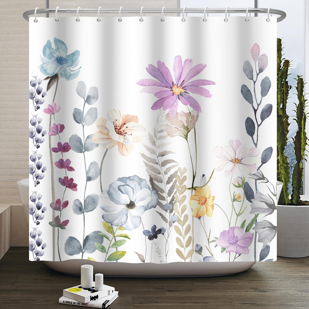 Floral Shower Curtain for Bathroom Vintage Flower Butterfly Waterproof Fabric Boho Bathtub Bathroom Curtain With Hooks 180x240
