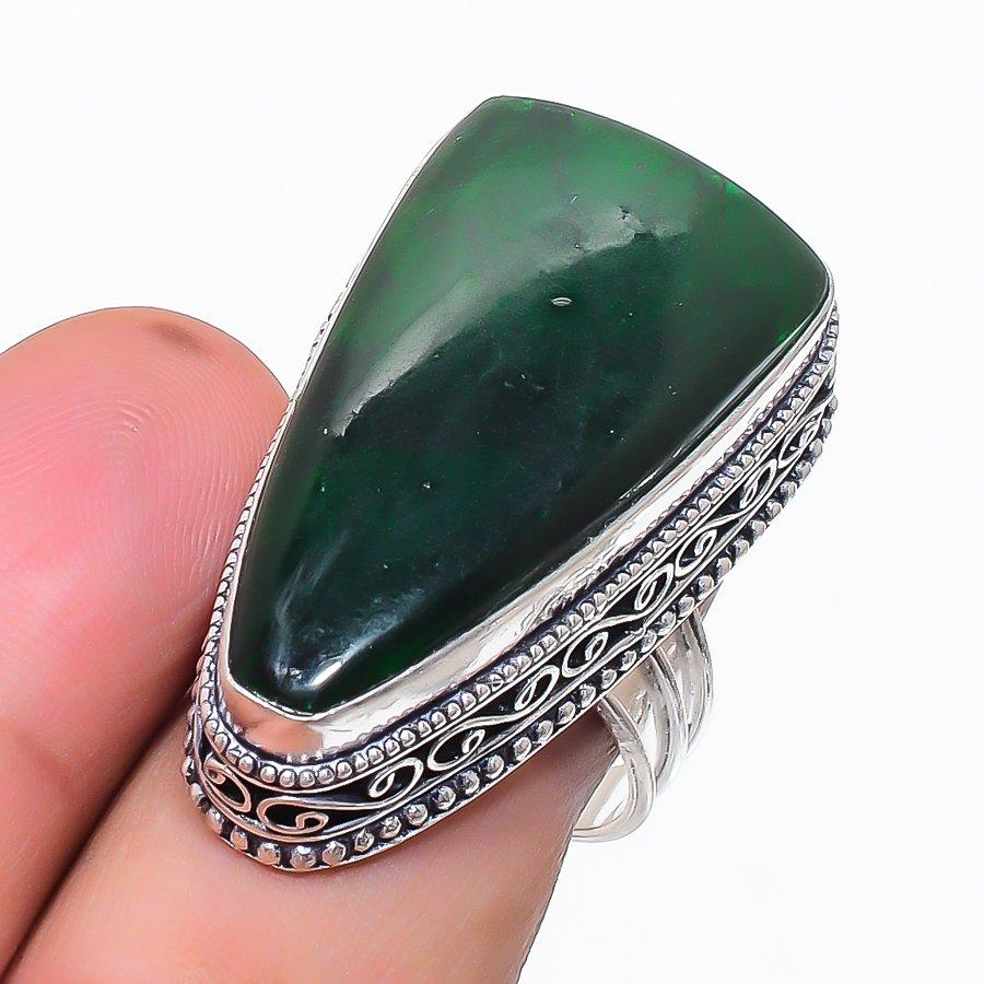 Natural Green Labradorite Gemstone 925 Sterling Silver Jewelry Ring Size 9 A9O37