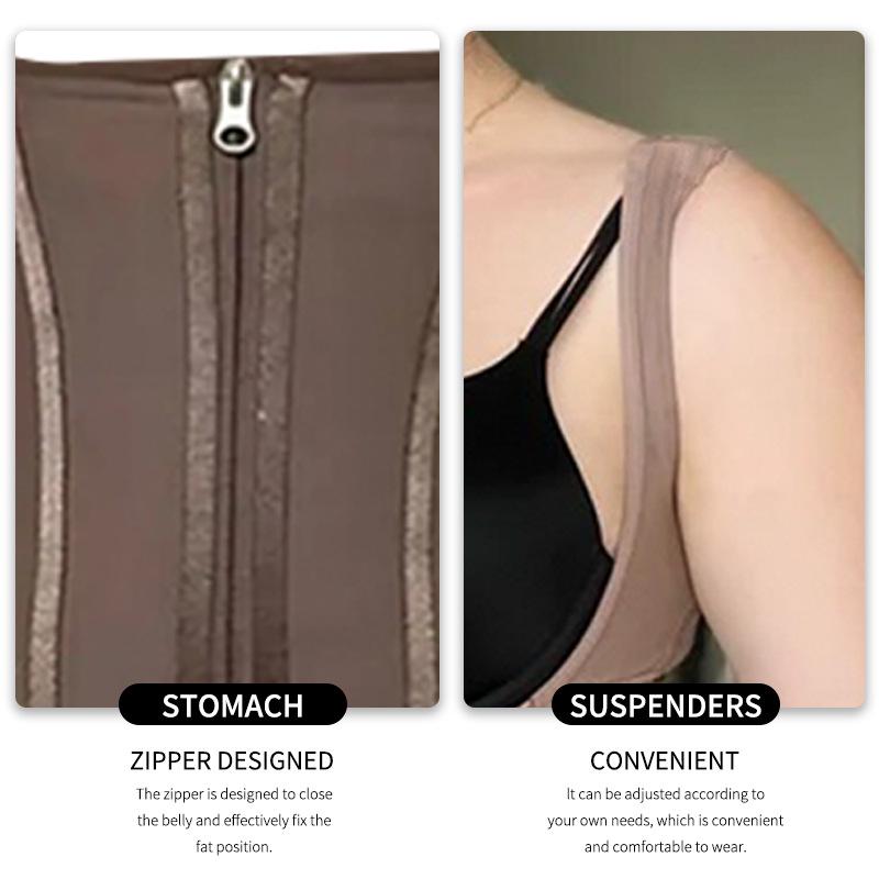 Übergröße Taillenformer Shaping Bodysuit mit dünnen Trägern und Reißverschluss zur Taillen- und Bauchkontrolle