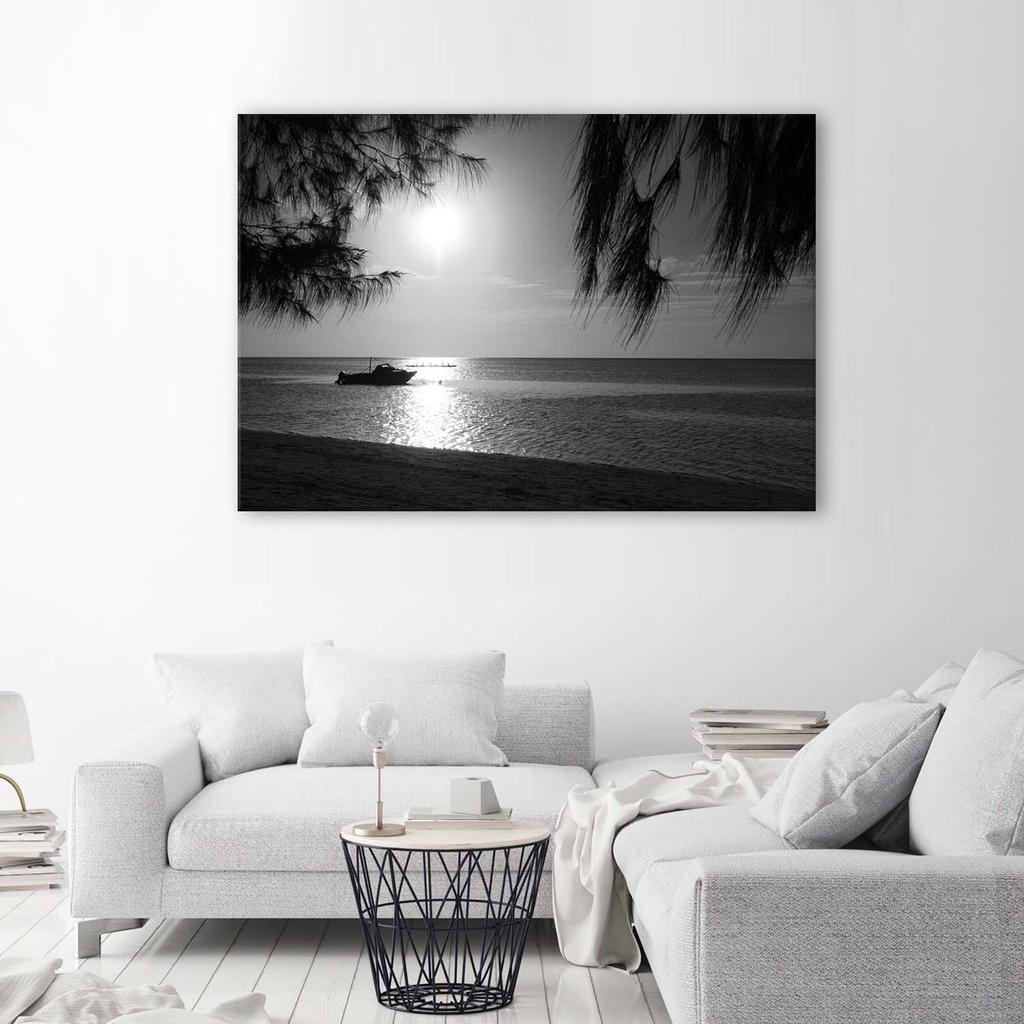 Canvas Print, Tropical Beach Black and White