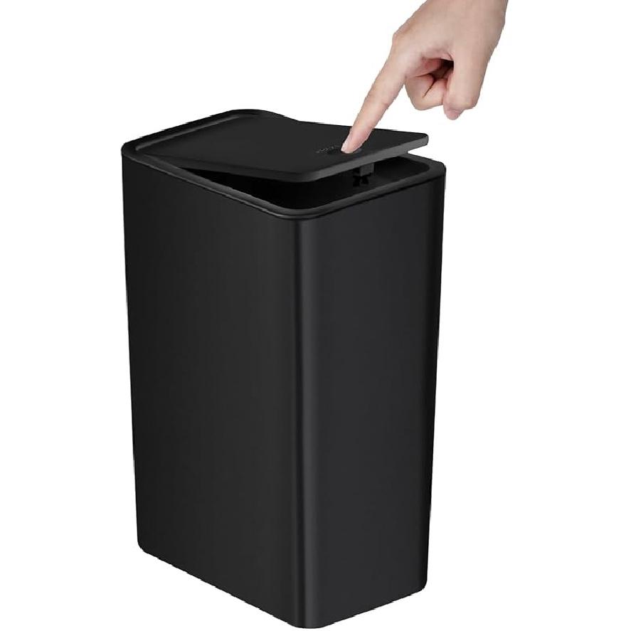 TIPGO Bathroom Trash Can with Lid, 10 Liter/ 2.6 Gallon Slim Garbage Can, Small Trash Bin Waste Basket with Pop-Up Lid for Kitchen, Bedroom, Living 1 Pack