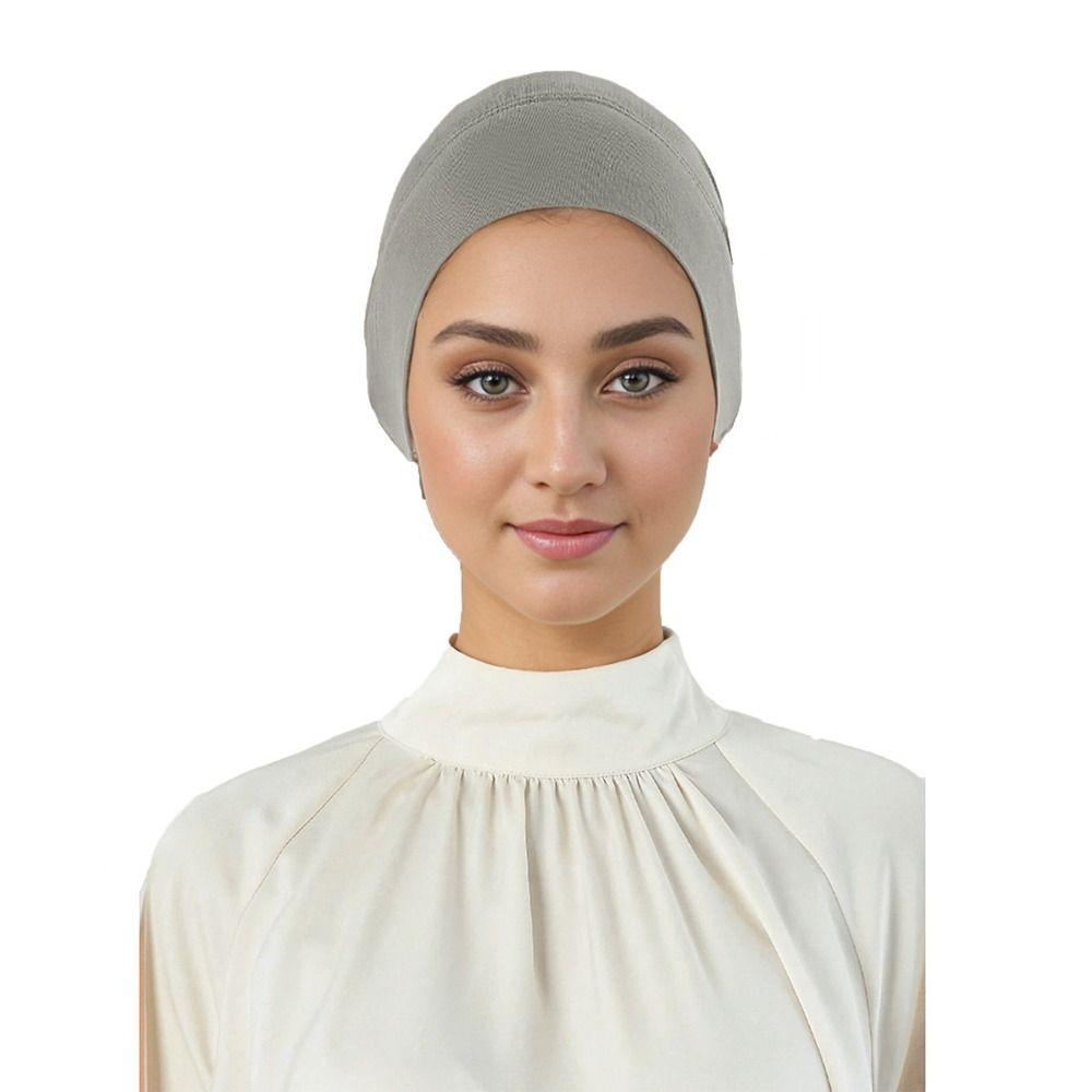 Neuer elastischer Sofort-Hijab-Schlauch Jersey Baumwolle Ohrloch Innerer Hijab Uni Fertig zum Tragen Kopfbedeckung für Damen