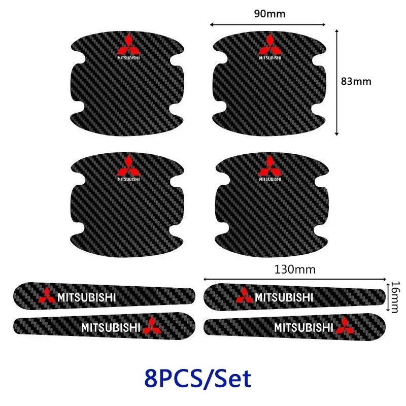 8pcs Carbon Fiber Car Door Handle Bowl Protection Stickers For Mitsubishi ASX Galant Mirage L200 EVO Triton Pajero Outlander