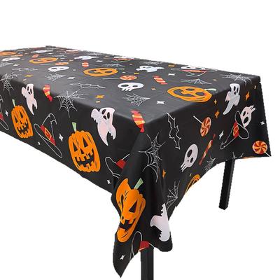 Scary Halloween Tablecloth 137x274 Cm – Wipeable Plastic Cover with Bloody Design, Waterproof & Oil-Proof for Spooky Party Décor