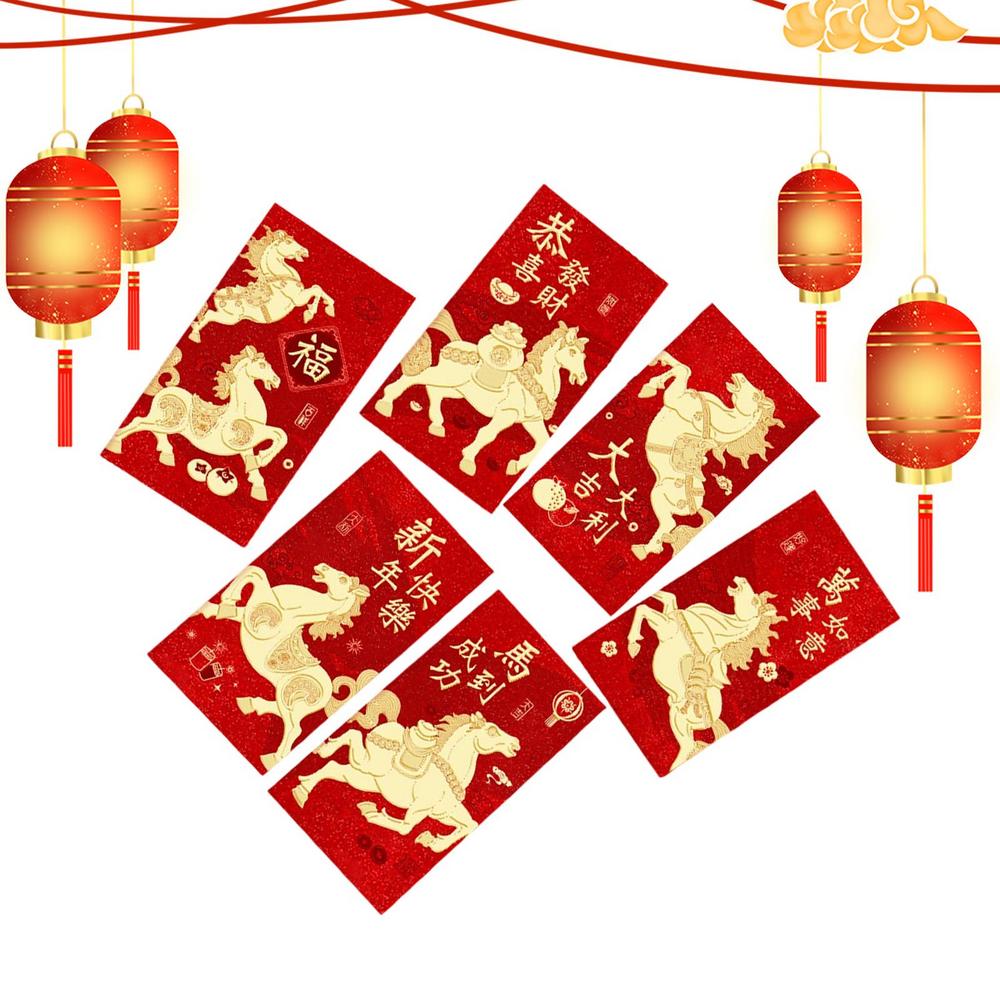 Red Envelopes For Money Gold Foil Embossing Traditional Year Of The Horse Red Envelopes 2026 For Marriage Engagement Birthday