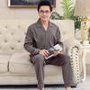 Men's Plus Size Cotton Pajama Set - Long-Sleeved, Ideal for Middle-Aged & Elderly, Spring to Winter Wear