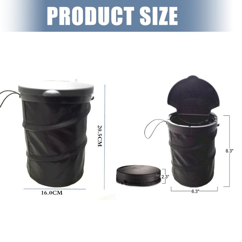 Spillproof Swing Lid Car Waste Bin Collapsible Design Sturdy Travel Waste Bin Spillproof for Vehicle Interior Storage