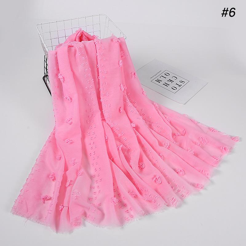 Flocked Bubble Chiffon Scarf Hijabs For Muslim Women Soild Color Breathable Islamic Headscarf Arab Head Scarves