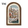 Arte Decorativa da Parete Cornice Portafoto in Legno Arcuata Vintage con Illustrazione Natalizia, Invecchiata Retrò per Decorazione Desktop e Camino,