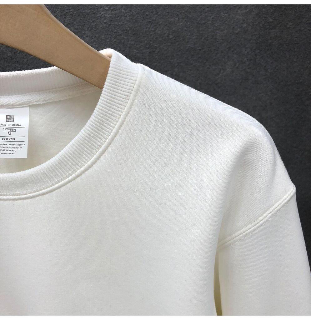 סווטשירט לגברים עם צווארון עגול ומרופד פליז - חולצה חמה, רב-תכליתית ושרוולים ארוכים לסתיו ולחורף