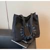 Literary letter canvas bag women's large capacity 2025 new simple shoulder college student tote bag