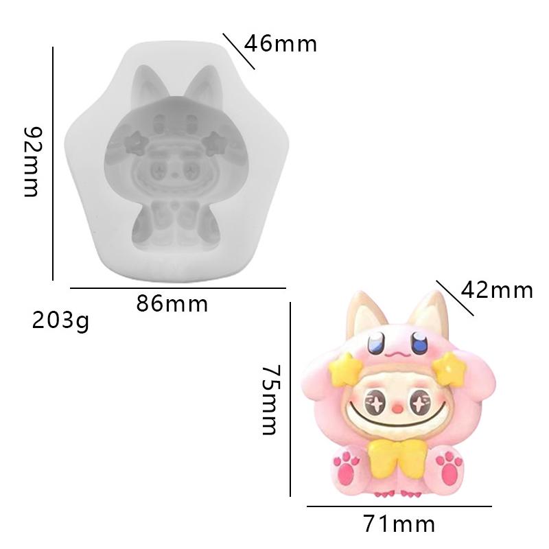Kawaii Labubu Silikonform Søtt Tegneseriebilde Bakeform DIY Sjokoladekake Godteri Bakeform Håndverksverktøy
