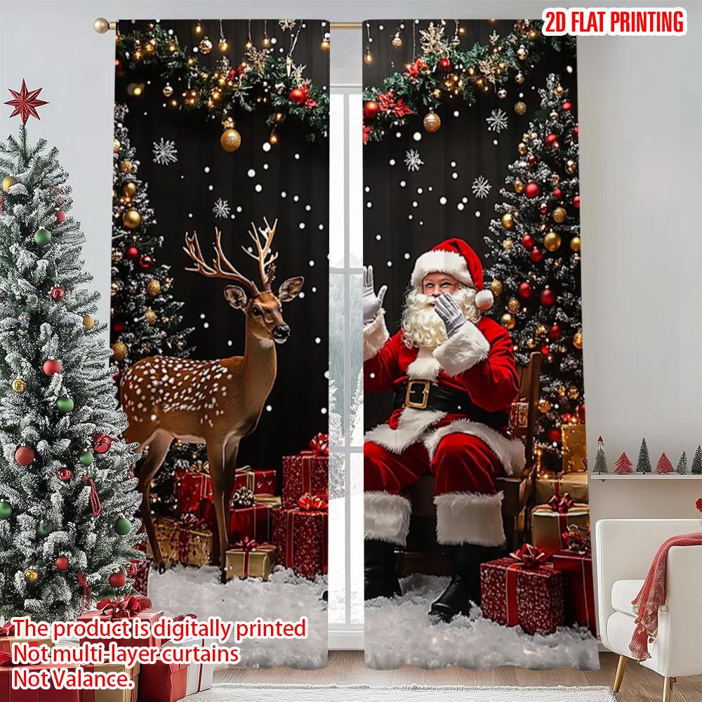 

2 шт. 2D плоская печать Рождественские шторы Рождество 03 Ткань без электричества Весенняя вечеринка и праздничный декор для декора комнаты 52.50×116.00 CM 2pcs