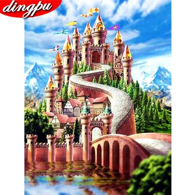 Diamant-Malerei, Schloss, Diamant-Kunst, voller Bohrer, Stickerei, Landschaft, Mosaik, Kreuzstich
