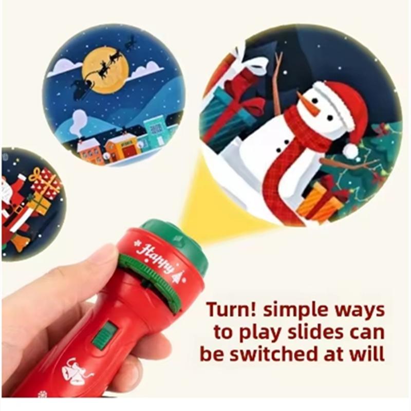Christmas Cartoon Projection Flashlight Creative Children Flashlight Toy Projector Baby Toys Bedtime Story Book Toy3-10 Cards