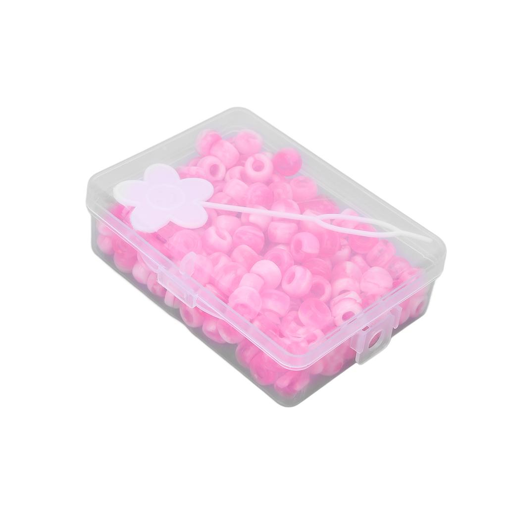 Pony Beads Kit Candy Color DIY Jewelry Making Beads Hair Beads for Bracelet Necklace Crafts MakingPink