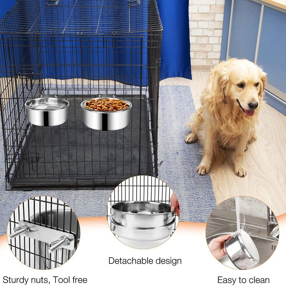 Stainless Steel Parakeet Feeder with Clamp Holder Parrot Food Bowl Bird Bowls  Dogs Cats Cage