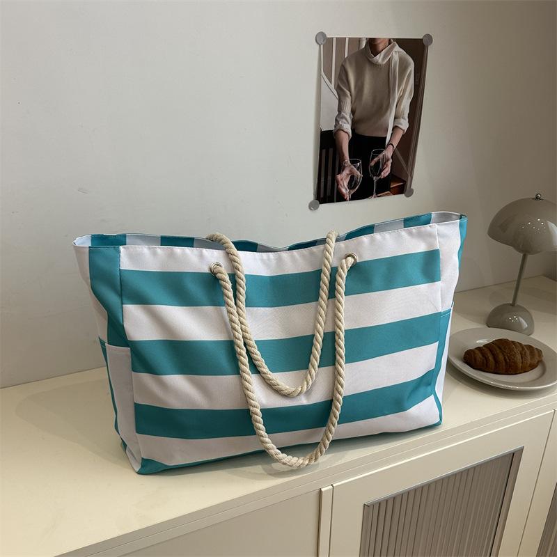Dámská pruhovaná velkokapacitní taška Tote taška přes rameno 58*14*33cm