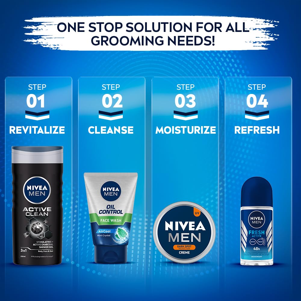 Nivea Men Oil Control Face Wash 100g For Oily Skin With Vitamin C For 12h Shine-Free Clean Radiant Look Summer Skincare Solution