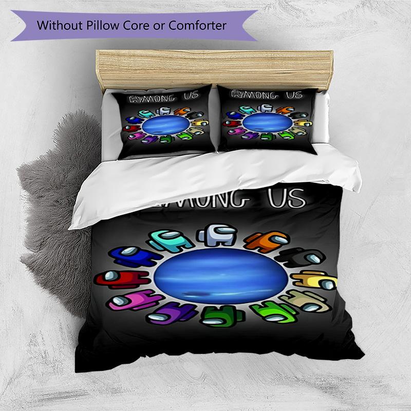 3pcs Duvet Cover Set (1*Duvet Cover + 2*Pillowcase, Without Core), Among Us Print Bedding Set, Bedroom Decor, All‑Season, Birthday Gift