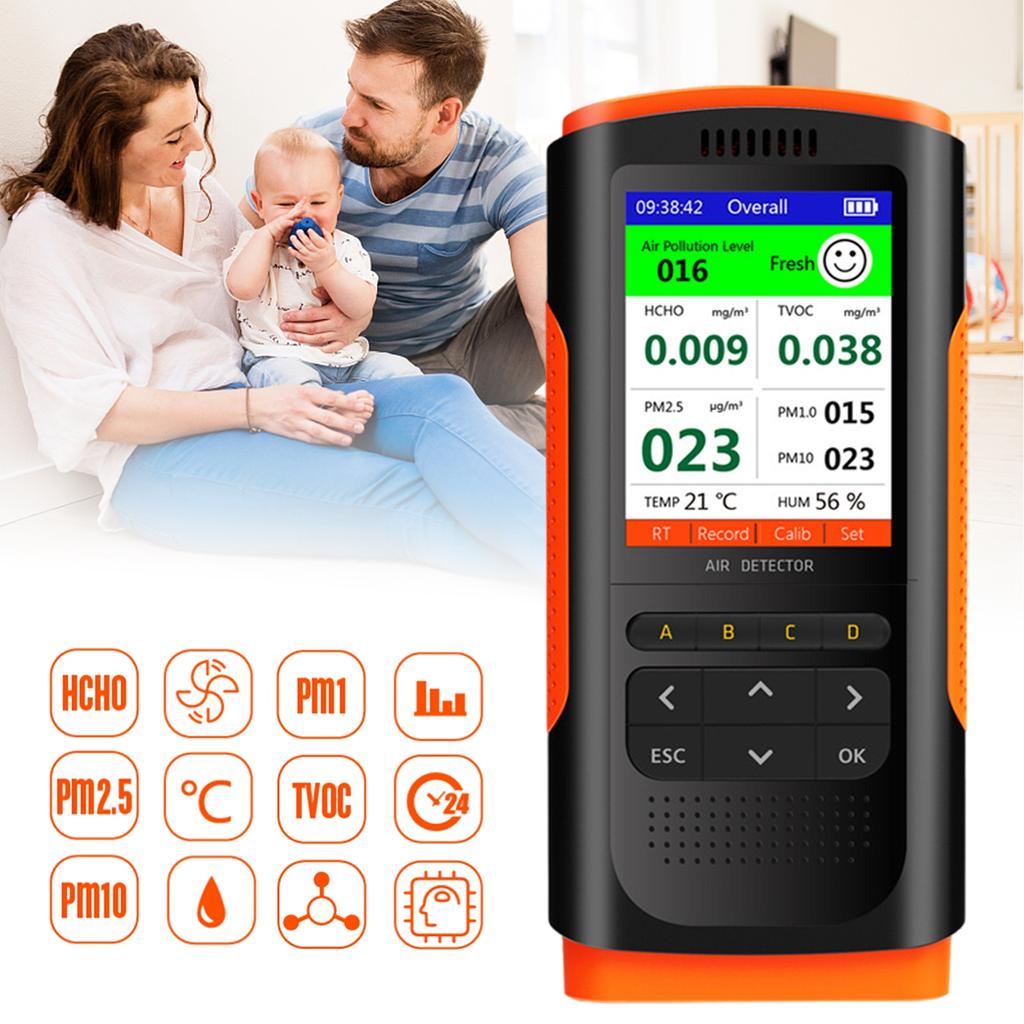 Formaldehyde detector air quality monitor PM 2.5 portable display air pollutants family decoration co2 meter  analyzer