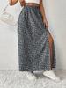 Women's Vintage High Waist Printed Long Skirt with Side Slit - Spring/Summer