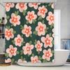 Vibrant Floral Print Bath Shower Curtain Green Pink Flower Design with White Center for Bathroom Decorations Water-Resistant Fab