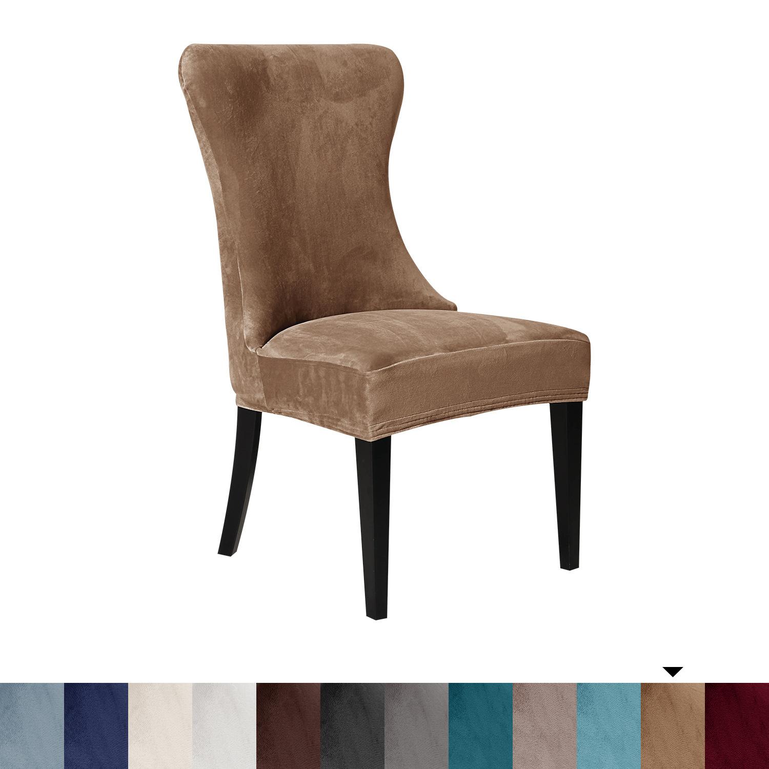 Супер мягкий бархатный однотонный эластичный чехол на четыре сезона для дома, отеля, ресторана, боковой чехол на стул, чехол 1pc верблюжий коричневого